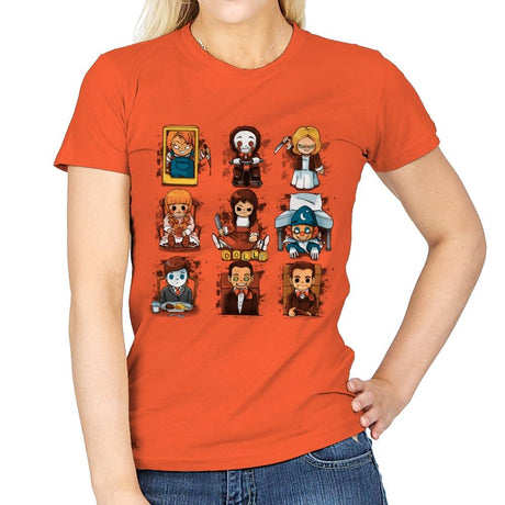 Horror Dolls - Womens T-Shirts RIPT Apparel Small / Orange