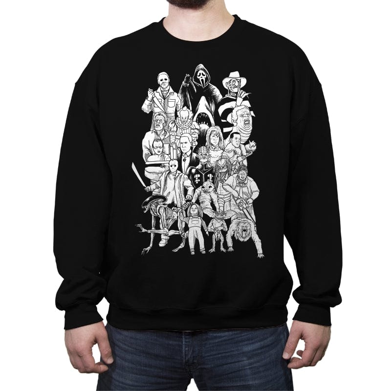 Horror Doodle - Crew Neck Sweatshirt Crew Neck Sweatshirt RIPT Apparel Small / Black