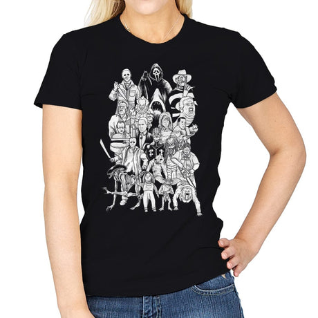 Horror Doodle - Womens T-Shirts RIPT Apparel Small / Black