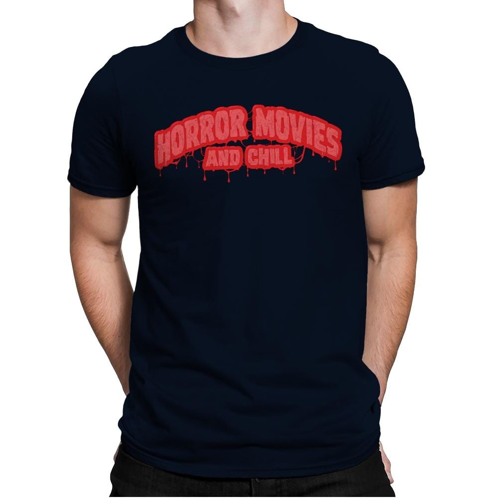 Horror Movies and Chill - Mens Premium T-Shirts RIPT Apparel Small / Midnight Navy