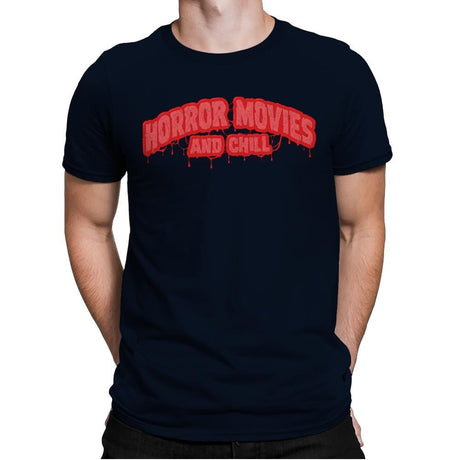 Horror Movies and Chill - Mens Premium T-Shirts RIPT Apparel Small / Midnight Navy