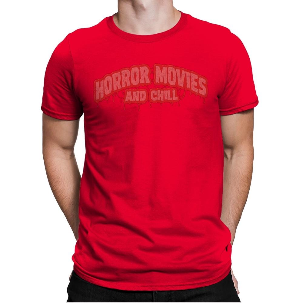 Horror Movies and Chill - Mens Premium T-Shirts RIPT Apparel Small / Red