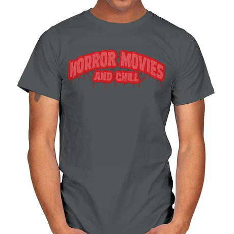 Horror Movies and Chill - Mens T-Shirts RIPT Apparel Small / Charcoal