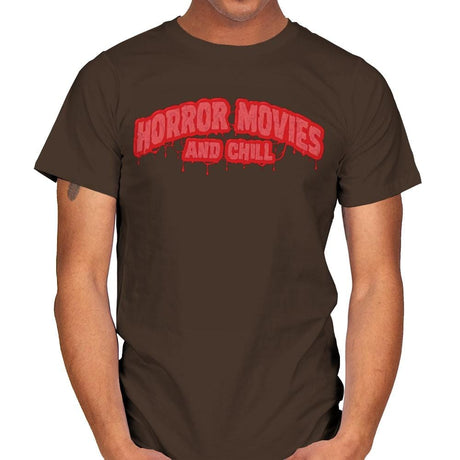 Horror Movies and Chill - Mens T-Shirts RIPT Apparel Small / Dark Chocolate