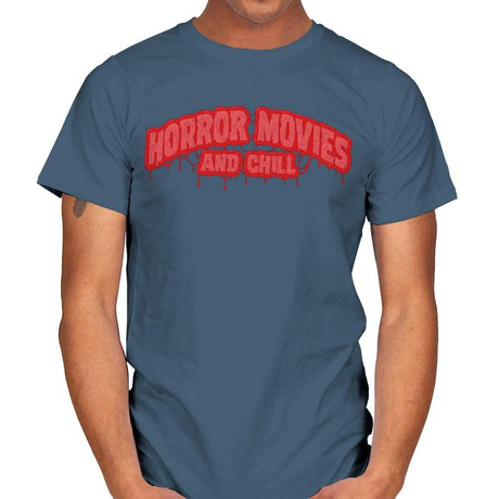 Horror Movies and Chill - Mens T-Shirts RIPT Apparel Small / Indigo Blue