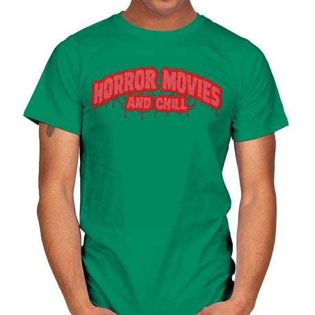 Horror Movies and Chill - Mens T-Shirts RIPT Apparel Small / Kelly Green