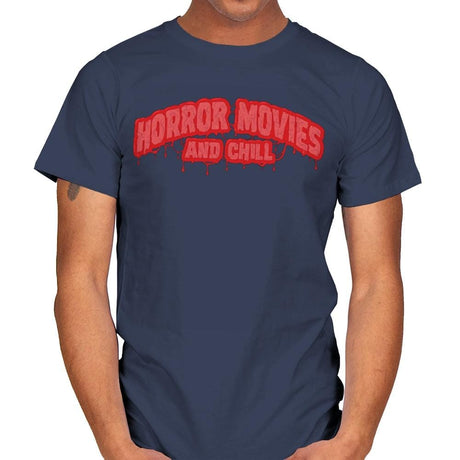 Horror Movies and Chill - Mens T-Shirts RIPT Apparel Small / Navy
