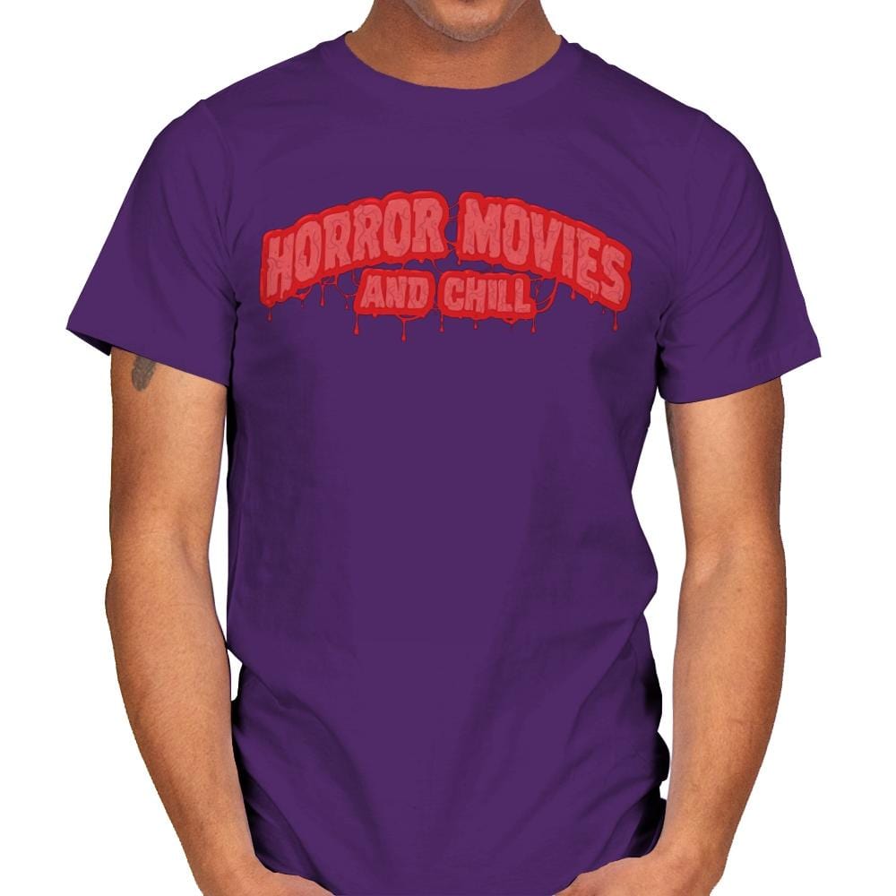 Horror Movies and Chill - Mens T-Shirts RIPT Apparel Small / Purple