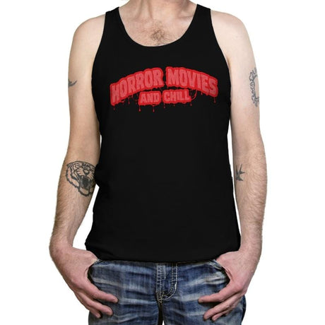 Horror Movies and Chill - Tanktop Tanktop RIPT Apparel X-Small / Black