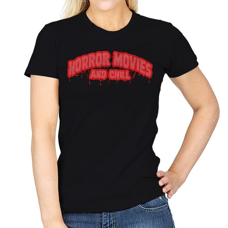 Horror Movies and Chill - Womens T-Shirts RIPT Apparel Small / Black