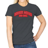 Horror Movies and Chill - Womens T-Shirts RIPT Apparel Small / Charcoal