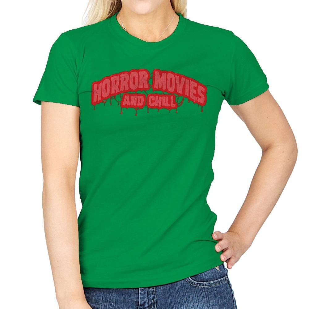 Horror Movies and Chill - Womens T-Shirts RIPT Apparel Small / Irish Green