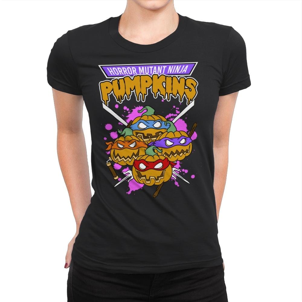 Horror Mutant Ninja Pumpkins - Womens Premium T-Shirts RIPT Apparel Small / Black