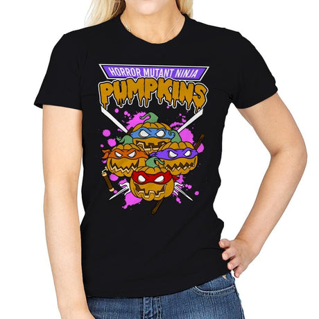 Horror Mutant Ninja Pumpkins - Womens T-Shirts RIPT Apparel Small / Black