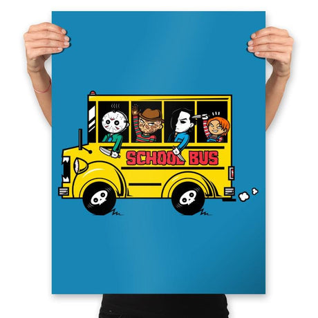 Horror School Bus - Prints Posters RIPT Apparel 18x24 / Sapphire