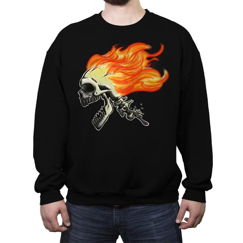 Hot Skull - Crew Neck Sweatshirt Crew Neck Sweatshirt RIPT Apparel Small / Black