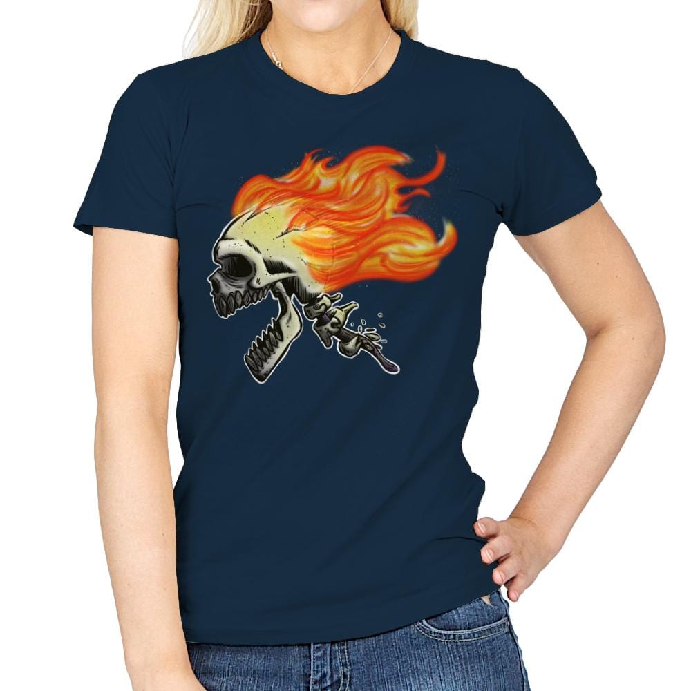 Hot Skull - Womens T-Shirts RIPT Apparel Small / Navy