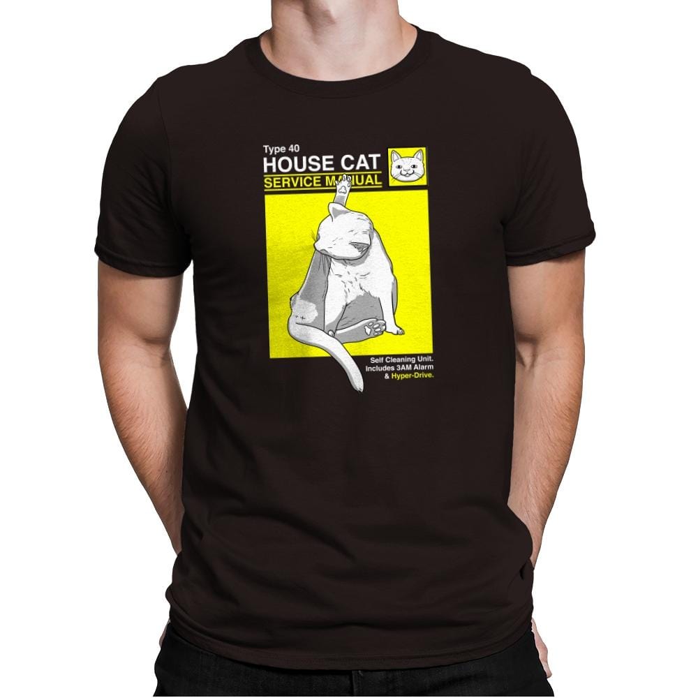 House Cat Service Manual Exclusive - Mens Premium T-Shirts RIPT Apparel Small / Dark Chocolate