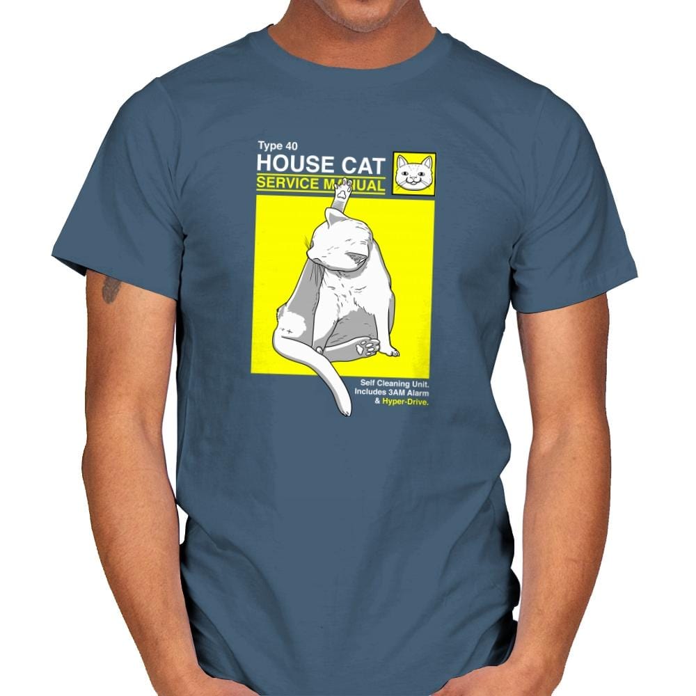 House Cat Service Manual Exclusive - Mens T-Shirts RIPT Apparel Small / Indigo Blue