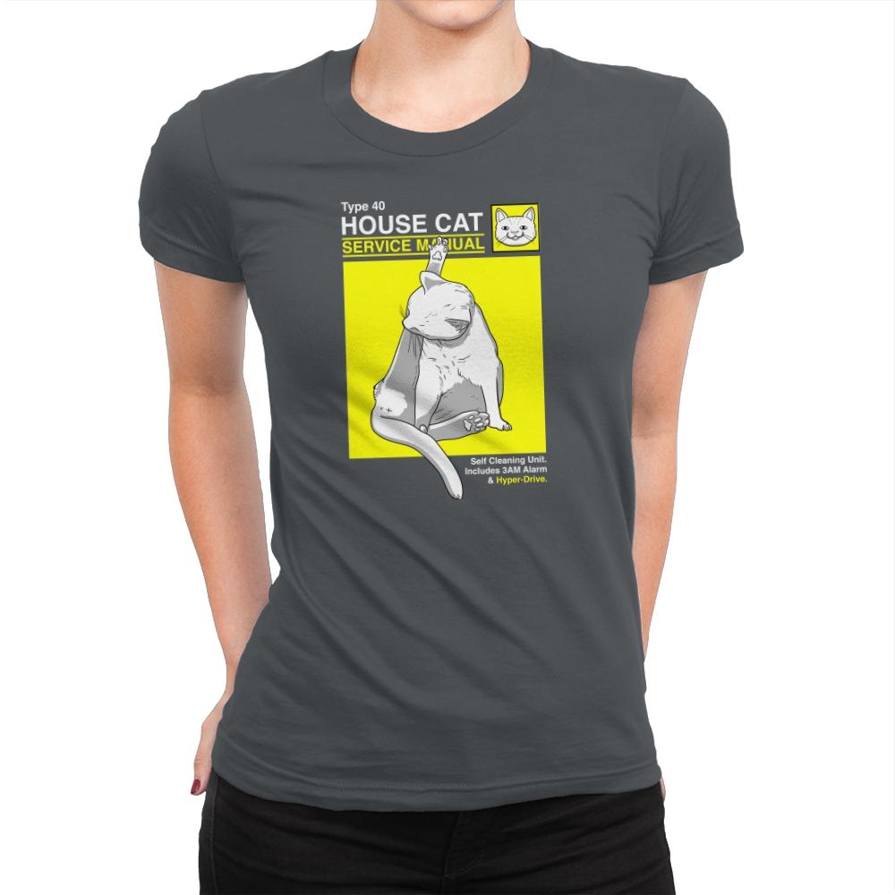 House Cat Service Manual Exclusive - Womens Premium T-Shirts RIPT Apparel Small / Heavy Metal