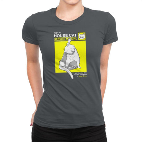 House Cat Service Manual Exclusive - Womens Premium T-Shirts RIPT Apparel Small / Heavy Metal