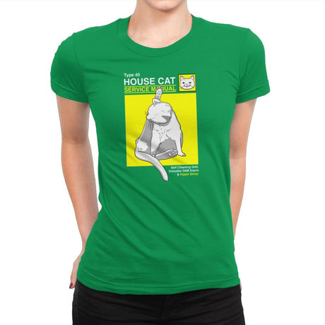 House Cat Service Manual Exclusive - Womens Premium T-Shirts RIPT Apparel Small / Kelly Green