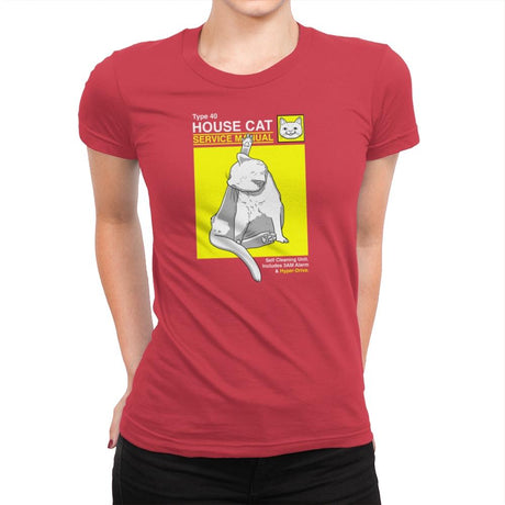 House Cat Service Manual Exclusive - Womens Premium T-Shirts RIPT Apparel Small / Red