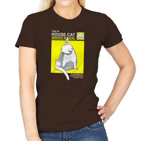 House Cat Service Manual Exclusive - Womens T-Shirts RIPT Apparel Small / Dark Chocolate