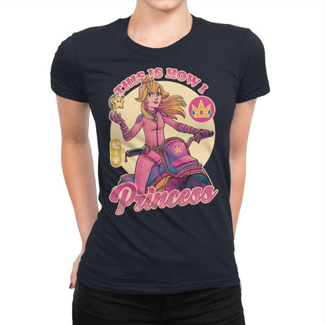 How I Princess - Powerful Video Game Biker - Womens Premium T-Shirts RIPT Apparel Small / Midnight Navy