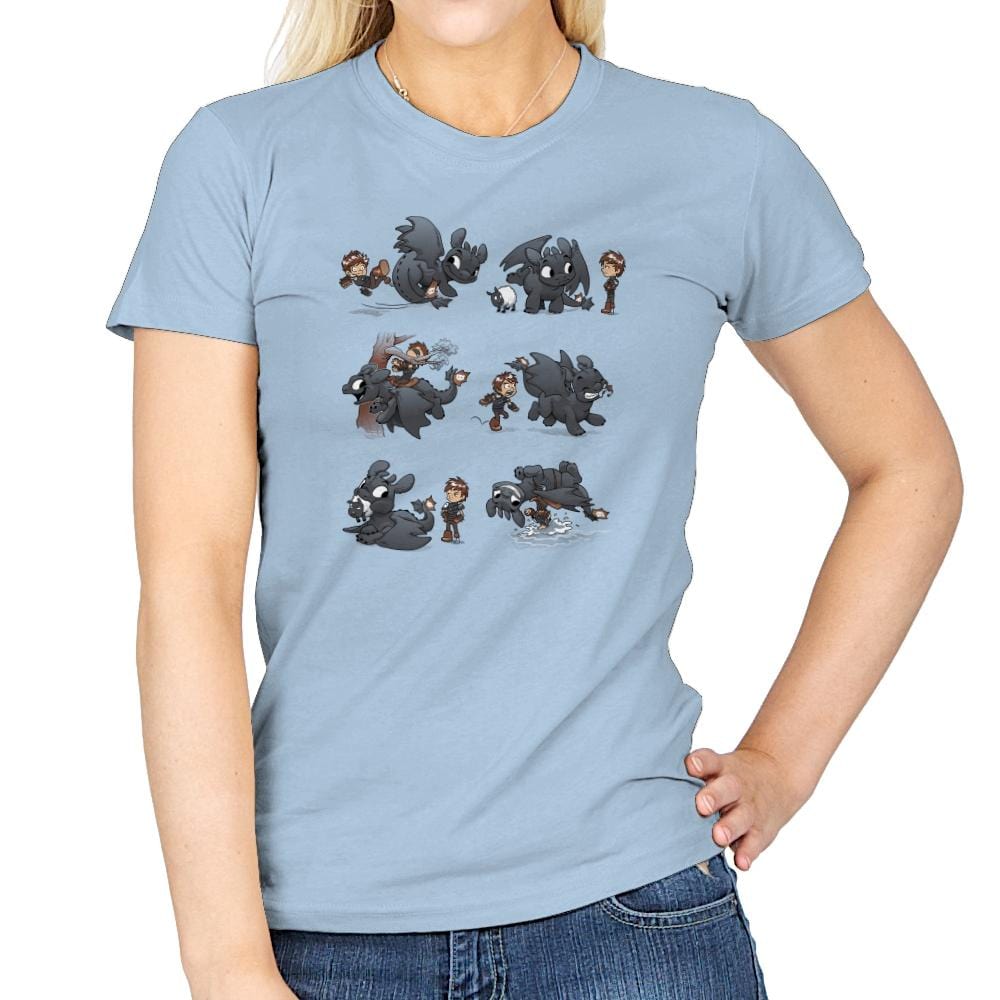 How Not To Train - Miniature Mayhem - Womens T-Shirts RIPT Apparel Small / Light Blue
