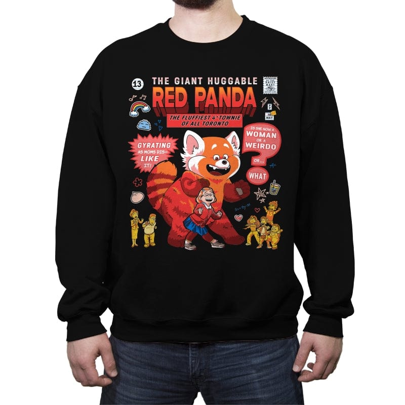 Huggable Red Panda - Crew Neck Sweatshirt Crew Neck Sweatshirt RIPT Apparel Small / Black