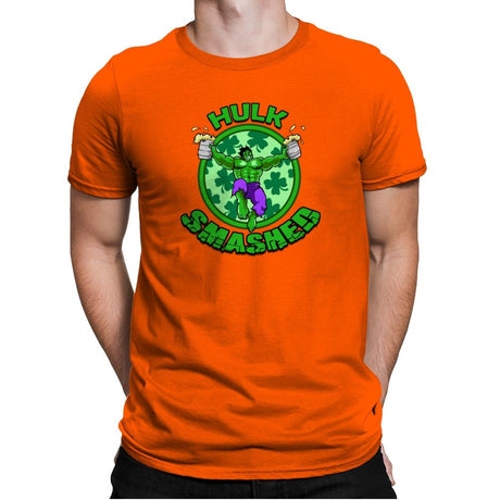 Hulk Smashed Exclusive - St Paddys Day - Mens Premium T-Shirts RIPT Apparel Small / Classic Orange