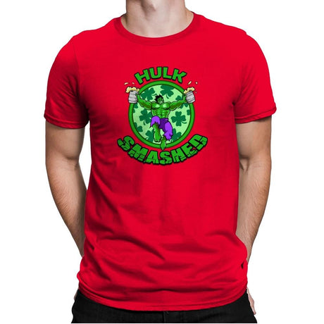 Hulk Smashed Exclusive - St Paddys Day - Mens Premium T-Shirts RIPT Apparel Small / Red