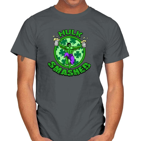 Hulk Smashed Exclusive - St Paddys Day - Mens T-Shirts RIPT Apparel Small / Charcoal