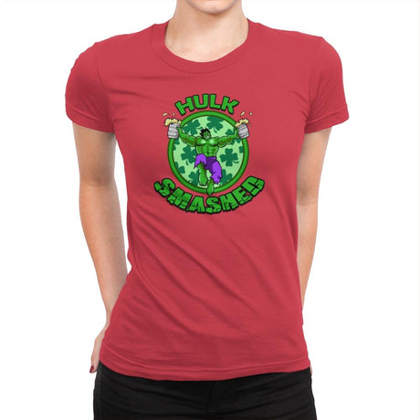 Hulk Smashed Exclusive - St Paddys Day - Womens Premium T-Shirts RIPT Apparel Small / Red
