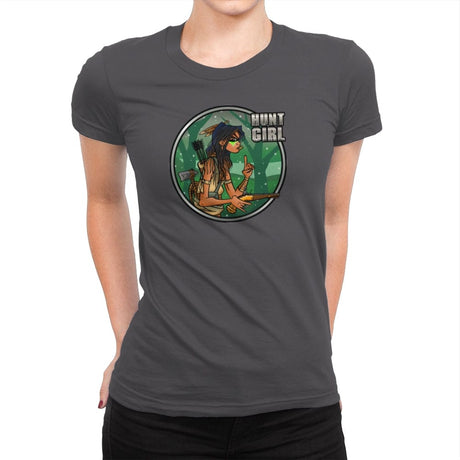 Hunt Girl - Womens Premium T-Shirts RIPT Apparel Small / Heavy Metal