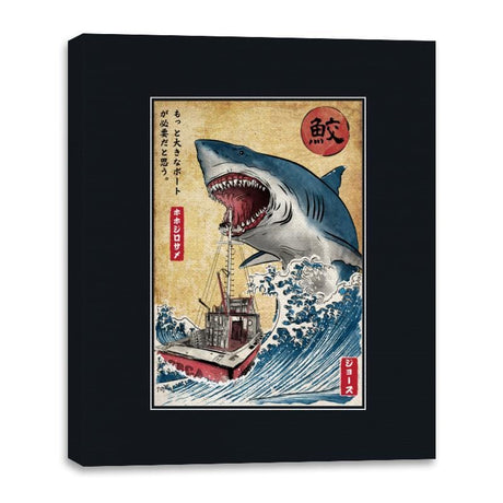 Hunting the Shark in Japan - Canvas Wraps Canvas Wraps RIPT Apparel 16x20 / Black