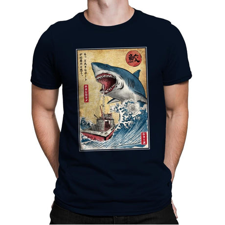 Hunting the Shark in Japan - Mens Premium T-Shirts RIPT Apparel Small / Midnight Navy