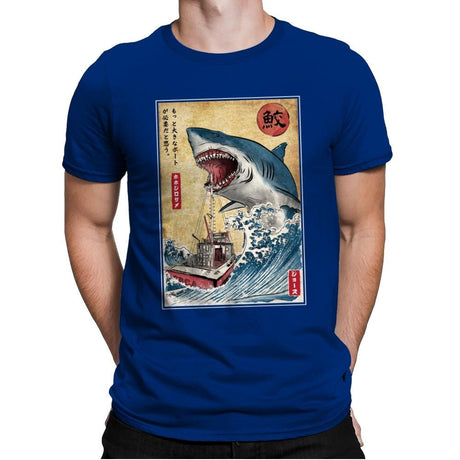 Hunting the Shark in Japan - Mens Premium T-Shirts RIPT Apparel Small / Royal
