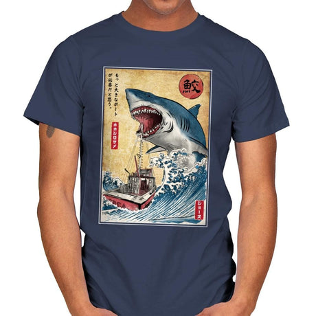 Hunting the Shark in Japan - Mens T-Shirts RIPT Apparel Small / Navy