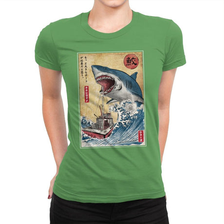 Hunting the Shark in Japan - Womens Premium T-Shirts RIPT Apparel Small / Kelly