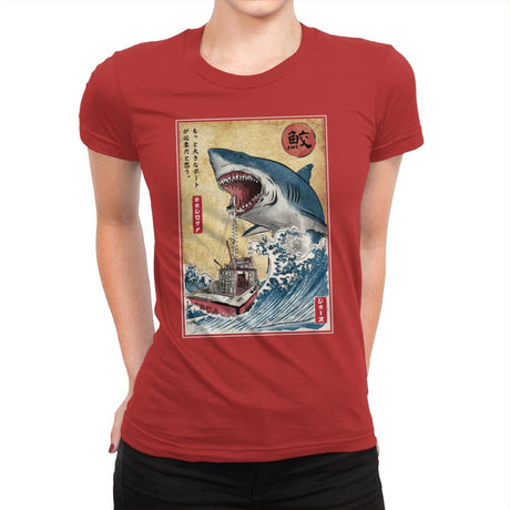Hunting the Shark in Japan - Womens Premium T-Shirts RIPT Apparel Small / Red