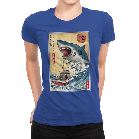 Hunting the Shark in Japan - Womens Premium T-Shirts RIPT Apparel Small / Royal