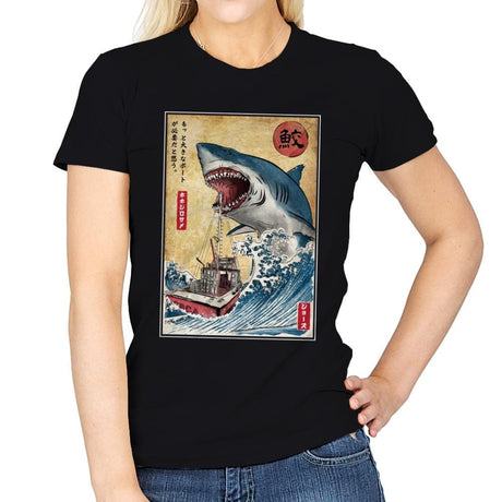 Hunting the Shark in Japan - Womens T-Shirts RIPT Apparel Small / Black