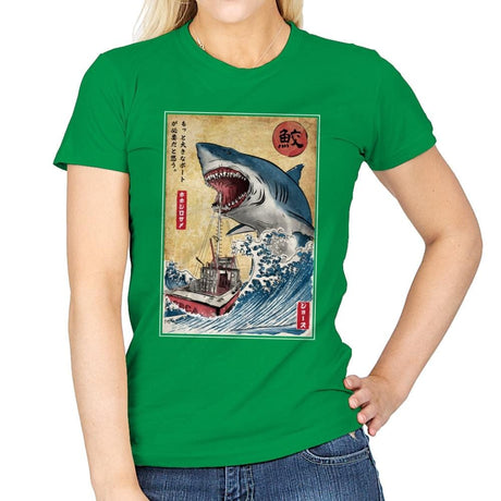 Hunting the Shark in Japan - Womens T-Shirts RIPT Apparel Small / Irish Green