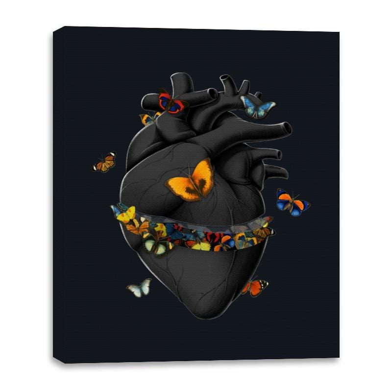 Hurting Black Heart Butterfly - Canvas Wraps Canvas Wraps RIPT Apparel 16x20 / Black