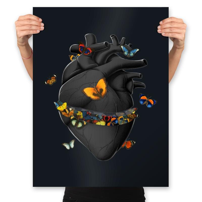 Hurting Black Heart Butterfly - Prints Posters RIPT Apparel 18x24 / Black