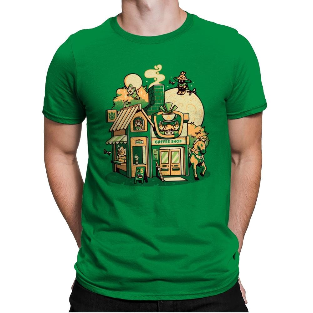 Hyrule Coffee Shop - Mens Premium T-Shirts RIPT Apparel Small / Kelly