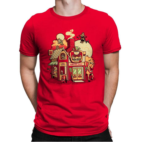 Hyrule Coffee Shop - Mens Premium T-Shirts RIPT Apparel Small / Red