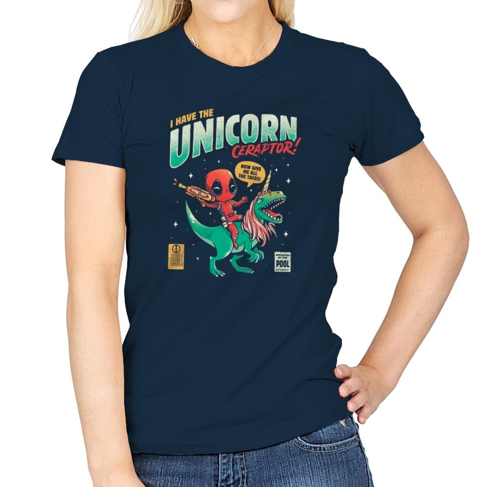 I Have The Unicornceraptor - Womens T-Shirts RIPT Apparel Small / Navy